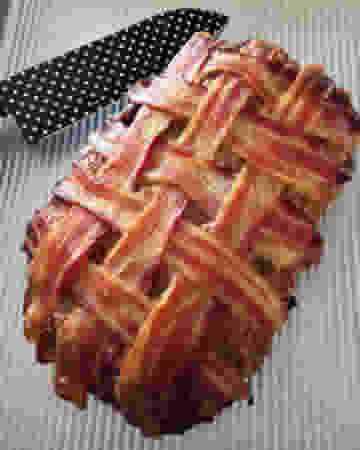 baconwrappedmeatloafketchupbrownsugarglaze