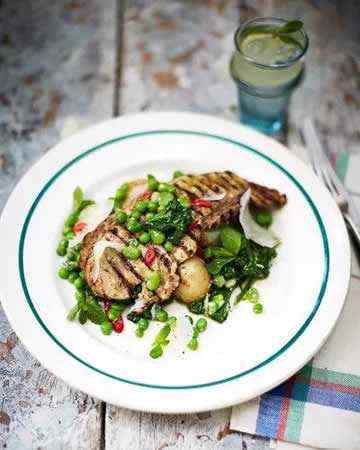 pangrilledporkescalopesbroccolipeasbroadbeans