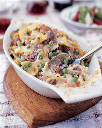 bakedfarafellemushroomproscuitopeas