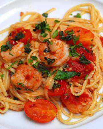 linguineshrimptomatobasil