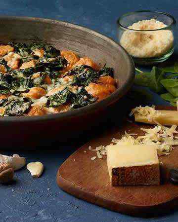 sweetpotatodumplingsspnachgratin