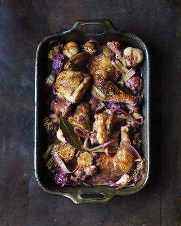 chickencauliflowerleeksredwinesauce