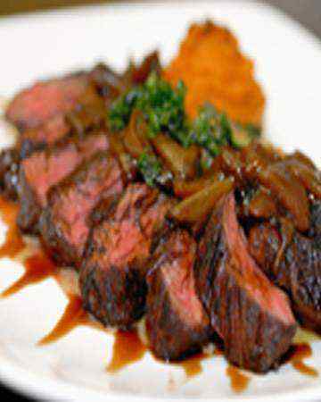 grilledostrichwildmushroomsmustardsauce