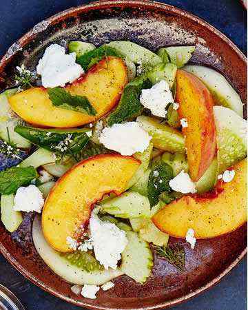 cucumberpeachsaladherbs