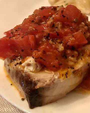 bakedmarlinsteakgarlictomatoes