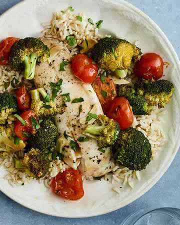 tilapiaparchmenttomatobroccolioverrice