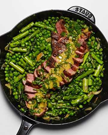 skilletsteakspringvegetablespicymustard