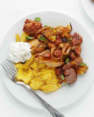 panfriedpotatohashspicysausage